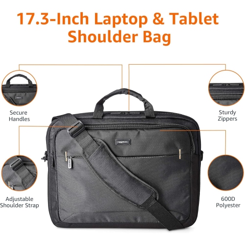 s 17.3-Inch Laptop Case Bag, Fits Dell, HP, ASUS, Lenovo, MacBook Pro and more, Black