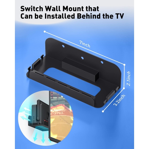 Support mural pour Nintendo Switch et Switch OLED, trousse de montage mural en métal Accessoires pour support d'étagère avec 5 carte de jeu