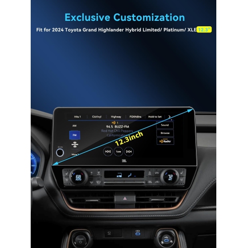 2PCS Car Screen Protector for 2024 Toyota Grand Highlander Accessories 12.3 Inch Navigation Touchscreen Protector
