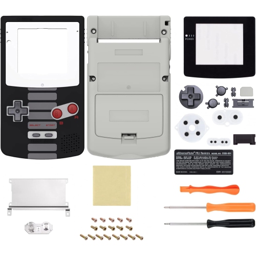 Boutons de couverture de boîtier intégral pour Gameboy Color - Fit, série Classics de remplacement de style NES compatible IPS