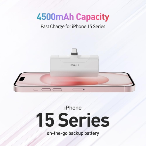 Chargeur portatif pour iPhone 15, chargeur portable USB C 4500 mAh, mini batterie à recharge rapide 20 W pour iPhone 15/15