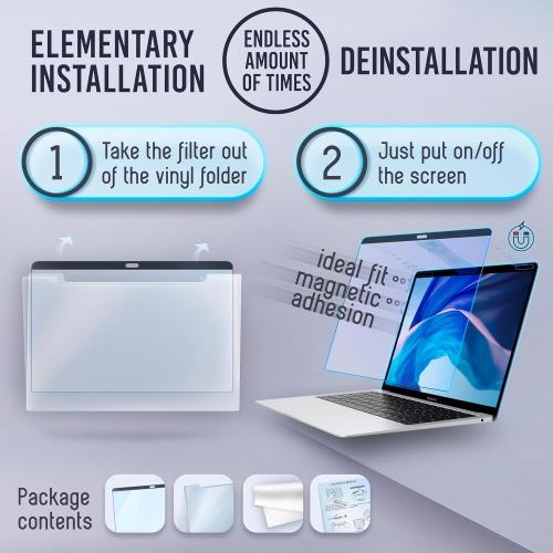 Écran à lumière bleue magnétique compatible avec les MacBook Pro de 13 po 2016, 2017, 2018, 2019, 2020 2021, 2022, 2023, M1, M2