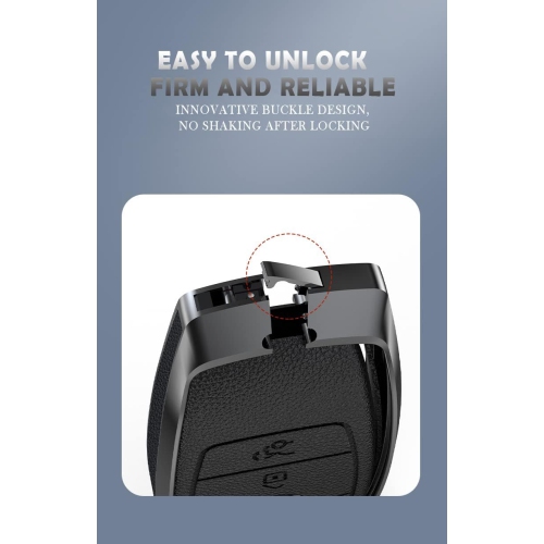 Keyless Black Key Fob Cover for Mercedes Benz AMG E S A C Class CLA CLS GLK Metal Leather Key Case Shell