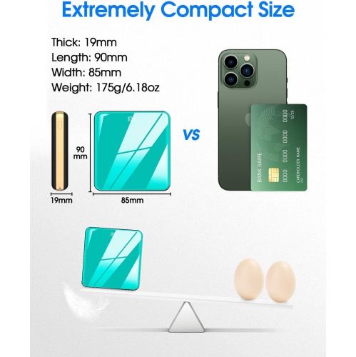 Chargeur portatif avec câbles intégrés, chargeur portable mince 10000 mAh LED, petit bloc-piles externe avec 4 entrées