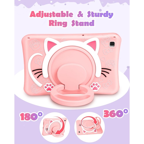 for Samsung Galaxy Tab S6 Lite 10.4” Case Girls Cute Cat Kawaii Cover Girly 3D Cartoon Women Kitten