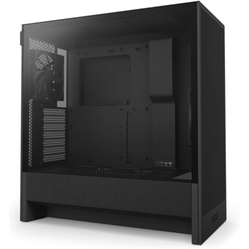 Image 1 de 6.. NZXT H5 Flow 2024 - Boîtier de jeu ATX mi-tour compact avec débit d'air élevé, 2 ventilateurs 120&nbsp;mm, prise en charge de radiateur et verre