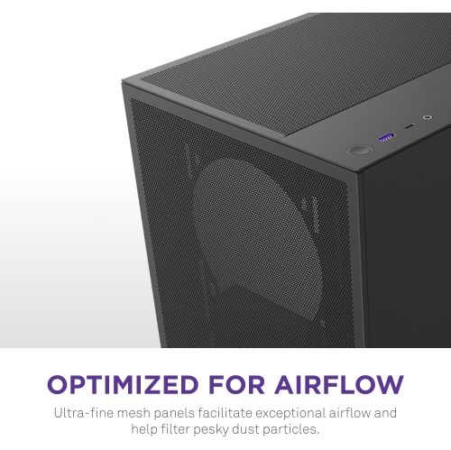 NZXT H5 Flow 2024 - Compact ATX Mid-Tower PC Gaming Case with High Airflow, 2 x 120mm Fans, Radiator Support, and Tempered Glass - Black