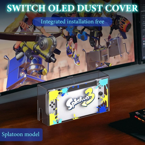 Clear Acrylic Dust Cover Compatible with Nintendo Switch/Switch OLED Charging Dock, Splatoon Dust Guard