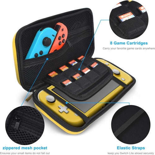 4 in 1 Accessories Kit Compatible with Nintendo Switch Lite, Travel Bag, Carrying Case & Protective Case &