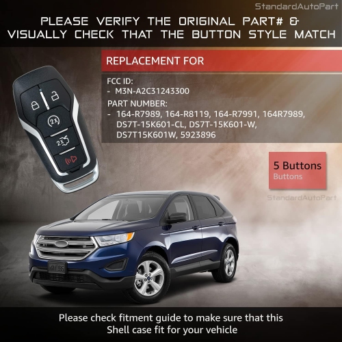New Smart Key Remote Keyless Entry Compatible with Ford Fusion Explorer Edge Mustang Lincoln MKZ MKC