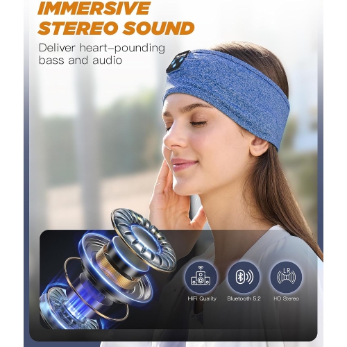 Bluetooth Headband Headphones, Sleep Headphones Bluetooth for Side Sleepers - Sleeping Headphones Comfortable