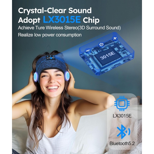 Bluetooth Headband Sports Sleep Headphones, Wireless Music Sleeping Headphones Sleep Eye Mask Earbuds IPX6 Waterproof