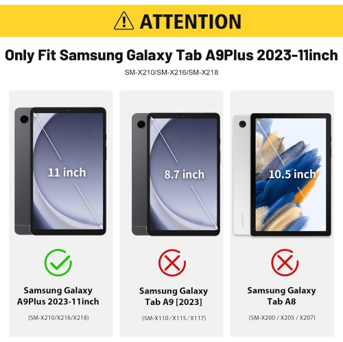 Case for Samsung Galaxy Tab A9 Plus with Screen Protector Pencil Holder, Case for Galaxy Tab A9 Plus 11 Inch