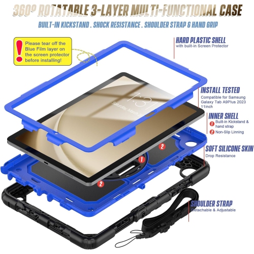 Case for Samsung Galaxy Tab A9 Plus with Screen Protector Pencil Holder, Case for Galaxy Tab A9 Plus 11 Inch