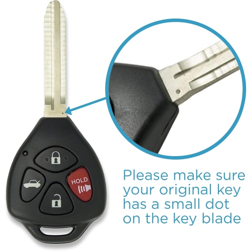 Remplacement de la nouvelle clé de télédéverrouillage pour certains véhicules Toyota Avalon Corolla qui utilisent T4-29T