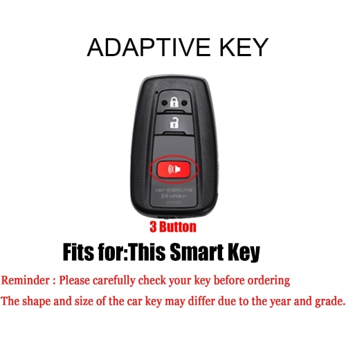3 Button Key Fob Cover Compatible with Toyota 4Runner 2016-2024 RAV4 Camry Prius Prado Key Leather & Alloy Key