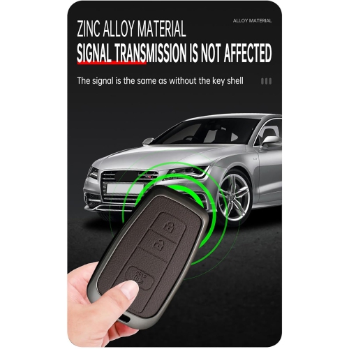 3 Button Key Fob Cover Compatible with Toyota 4Runner 2016-2024 RAV4 Camry Prius Prado Key Leather & Alloy Key