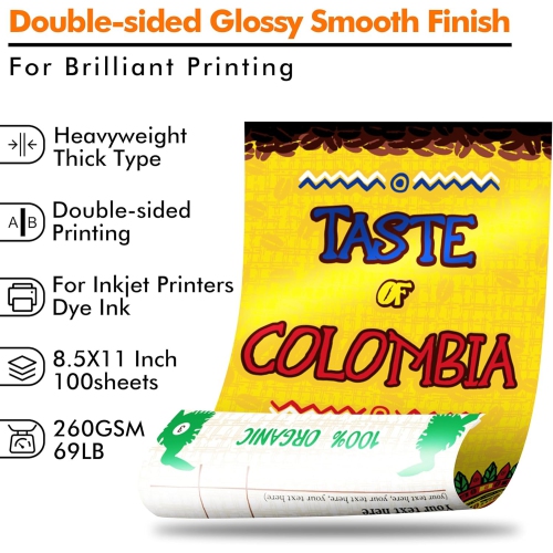 Koala Thick Photo Paper 8.5x11 Inches Heavyweight Double Sided High Glossy 100 Sheets only Compatible with Inkjet