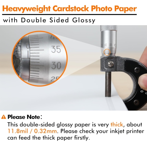 Koala Thick Photo Paper 8.5x11 Inches Heavyweight Double Sided High Glossy 100 Sheets only Compatible with Inkjet