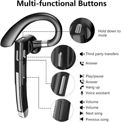 Casque Bluetooth V5.3 Écouteurs Bluetooth Oreillette Bluetooth avec microphone ANC sans fil à suppression du bruit