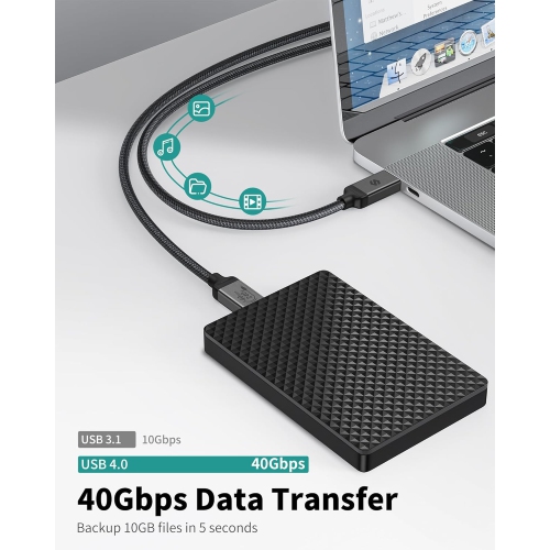 USB 4 Cable for Thunderbolt 4 Cable 40 Gbps 240W 5FT, 8K@60Hz 5K@60Hz 4K@144Hz, PD 3.1 Fast Charging