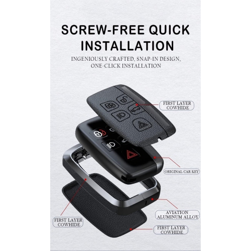 Keyless White Key Fob Cover for Jaguar E-Pace F-Pace F-Type XE XF XJ and Land Range Rover Sport Metal Leather