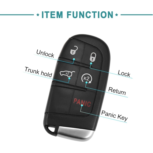 5 Button Keyless Entry Remote Key Fob Fit for Jeep Grand Cherokee - Pack of 1 Black