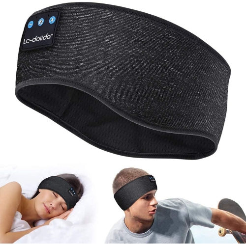 LC-DOLIDA  Sleep Headphones, Bluetooth Sports Headband Wireless Music Sleeping Headphones Sleep Eye Mask Earbuds for Side Sleepers