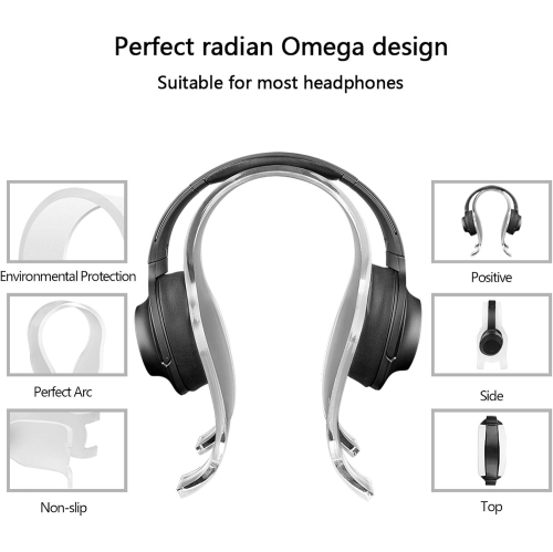 Frosted Omega Headphone Stand for Over-Ear Headphone, Gaming Headset Stand, Desk Display Hanger, Compatible