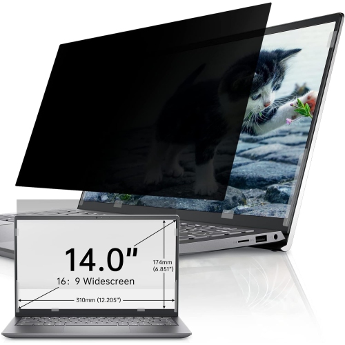 Laptop 14 inch Privacy Screen Filter for Hp/Dell/Thinkpad/Lenovo/Samsung/Asus/Sony, 16:9 Aspect Ratio Removable