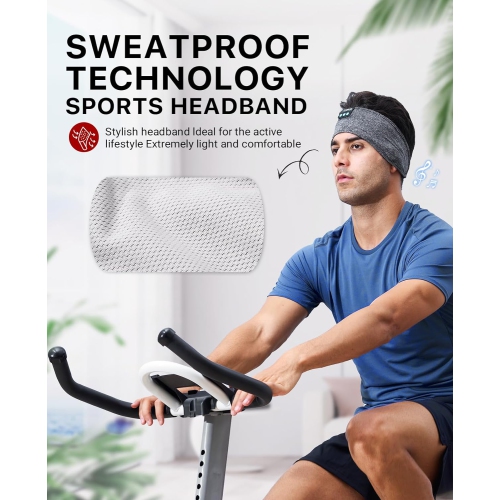 Écouteurs Sleep Headphones Bandeau sans fil Serre-tête élastique Bluetooth 5,2 Oreillettes de sommeil, confort pour dormir sur le côté