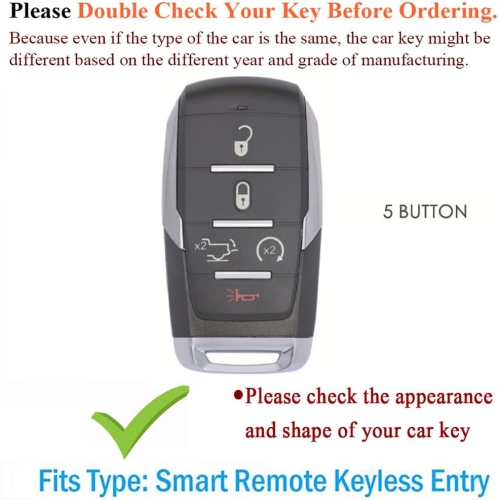for Dodge RAM Key Fob Cover Leather Key Fob Protector with Keychain Holder Keyless 5 Button Key Case for Ram