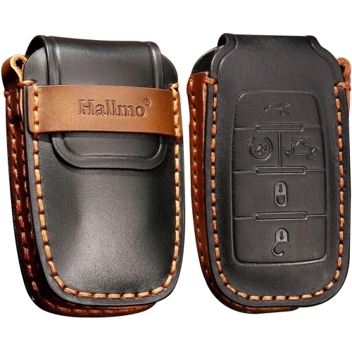 for Dodge RAM Key Fob Cover Leather Key Fob Protector with Keychain Holder Keyless 5 Button Key Case for Ram