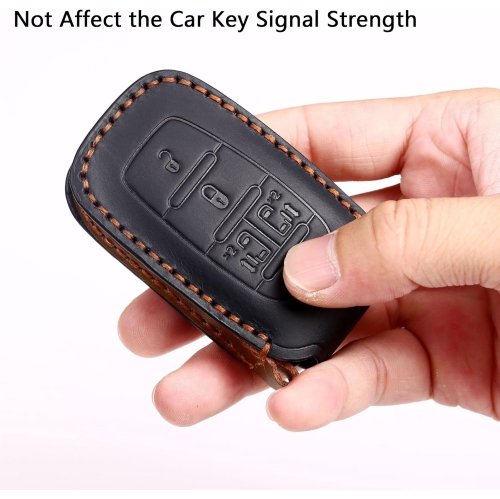 for Dodge RAM Key Fob Cover Leather Key Fob Protector with Keychain Holder Keyless 5 Button Key Case for Ram