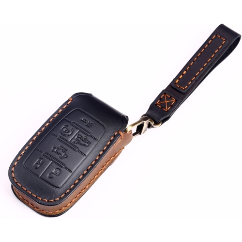 for Dodge RAM Key Fob Cover Leather Key Fob Protector with Keychain Holder Keyless 5 Button Key Case for Ram