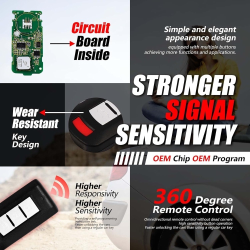 Key Fob Remote Replacement for 2018 2019 2020 Mitsubishi Lancer Outlander Sport Mirage 4 Buttons 315MHz
