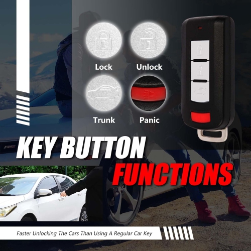 Key Fob Remote Replacement for 2018 2019 2020 Mitsubishi Lancer Outlander Sport Mirage 4 Buttons 315MHz