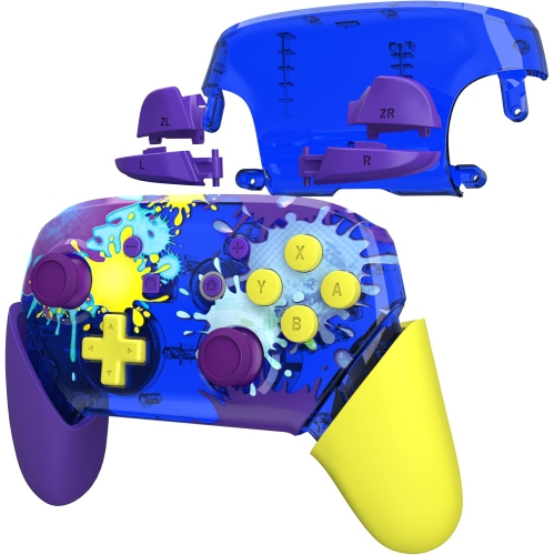 Splattering Paint Faceplate Backplate Handles for Nintendo Switch Pro Controller, Replacement Hand Grip