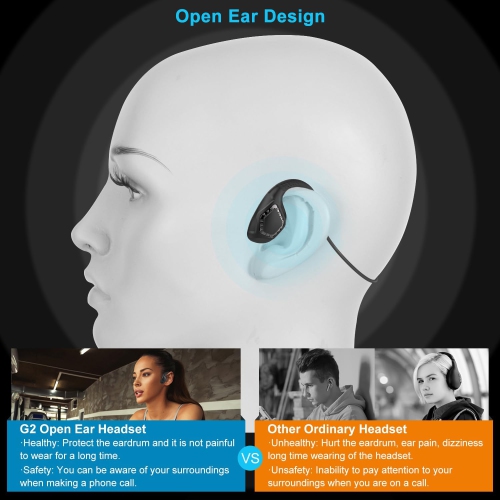 Latest Bluetooth 5.3 Headset w/ CVC8.0 Noise Cancel Mic Boom, Open-Ear Air Conduction Wireless Stereo