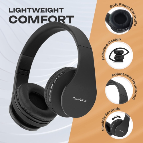 Wireless Bluetooth Over-Ear Stereo Foldable Headphones, Wired Headsets Noise Cancelling with Built-in