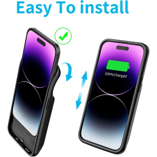 Battery Case for iPhone 14 Pro Max, 8500mAh Ultra-Slim Portable Charger Case Rechargeable Battery Pack Charging