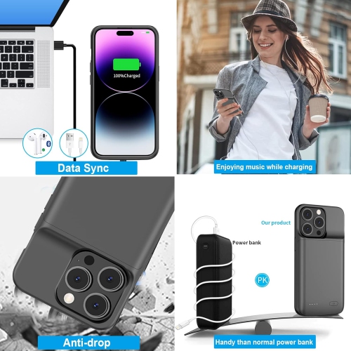 Battery Case for iPhone 14 Pro Max, 8500mAh Ultra-Slim Portable Charger Case Rechargeable Battery Pack Charging