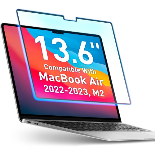Removable Blue Light Screen Protector Compatible With MacBook Air 13.6" 2022, 2023, 2024, M2, M3 | Easy On/Off Laptop