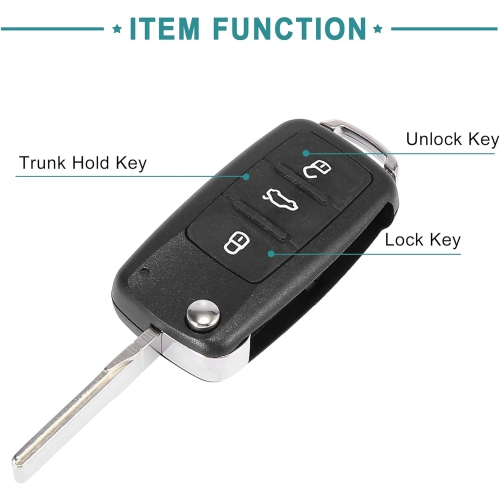 315Mhz 5K0 837 202 AE Replacement Keyless Entry Remote Car Key Fob Replacement Fit for Volkswagen Pack of 1