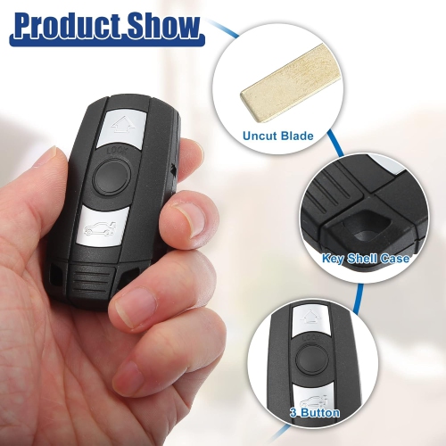 315 MHz Smart Key Fob Keyless Entry Remote Fit for BMW 3 5 Series - Pack of 1 Black