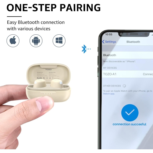 A1 Mini Wireless Earbuds Bluetooth 5.3 in Ear Light-Weight Headphones Built-in Microphone, IPX5 Waterproof,
