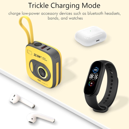 Portable Charger with Built in Cables, 10000mAh Fast Charging Portable Phone Charger LED Display Travel Power