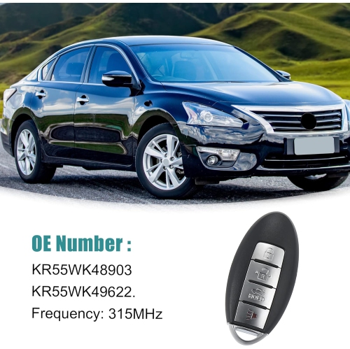315MHz Keyless Entry Remote Key Fob Fit for Nissan Altima 2007-2012 - Pack of 1 Black