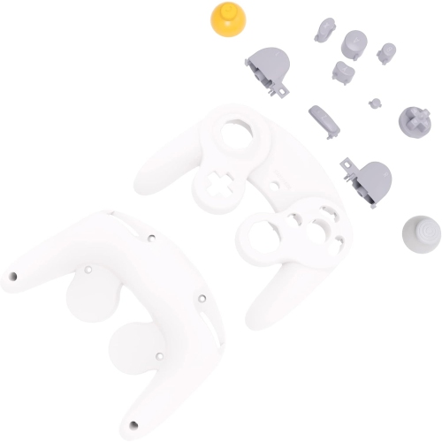 White Faceplate Backplate for Nintendo Gamecube Controller, DIY Replacement Front Back Housing Shell Cover