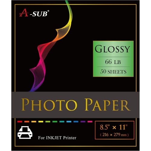 Premium Photo Paper High Glossy 8.5x11 Inch 66lb for Inkjet Printers 50 Sheets